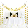 Glittery Gold Cheers to 40 Years Banner for 40th Birthday Wedding Anniversary Party Decoration