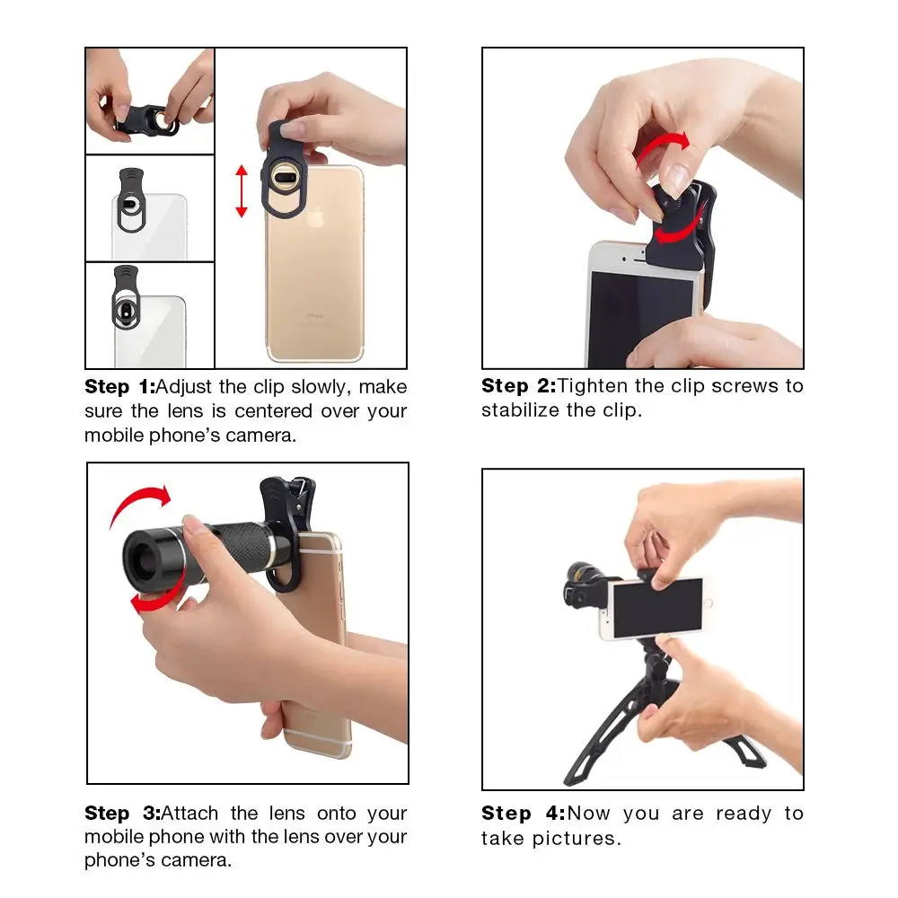 Apexel 22X Zoom Telephoto-Fisheye-Wide Angle+Macro Lens For Mobile Phone with Tripod