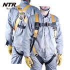 Full body fall protection arrest safety harness with lanyards and hooks