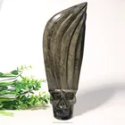 Obsidian Charming Handmade Obsidian Quartz Crystal Skull With Long Hair For Sale