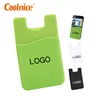 Custom Logo Printed Adhesive silicone mobile phone wallet case with card holder
