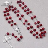 Handmade wood beads Catholic Rosary Necklace