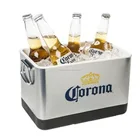 Double Wall Cooler Plastic Liner Ice Bucket Metal Wine Holder