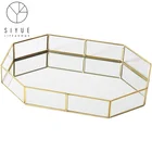 Nordic style copper side glass irregular hand welding jewelry storage tray