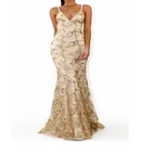 2019 custom women V neck elegant long party weeding dress