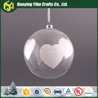2016 Clear hanging glass ball with white heart for Christmas ornament