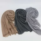Women Solid Color Muslim Headscarf Turban Lightweight Jersey Hijab Scarf Wrap