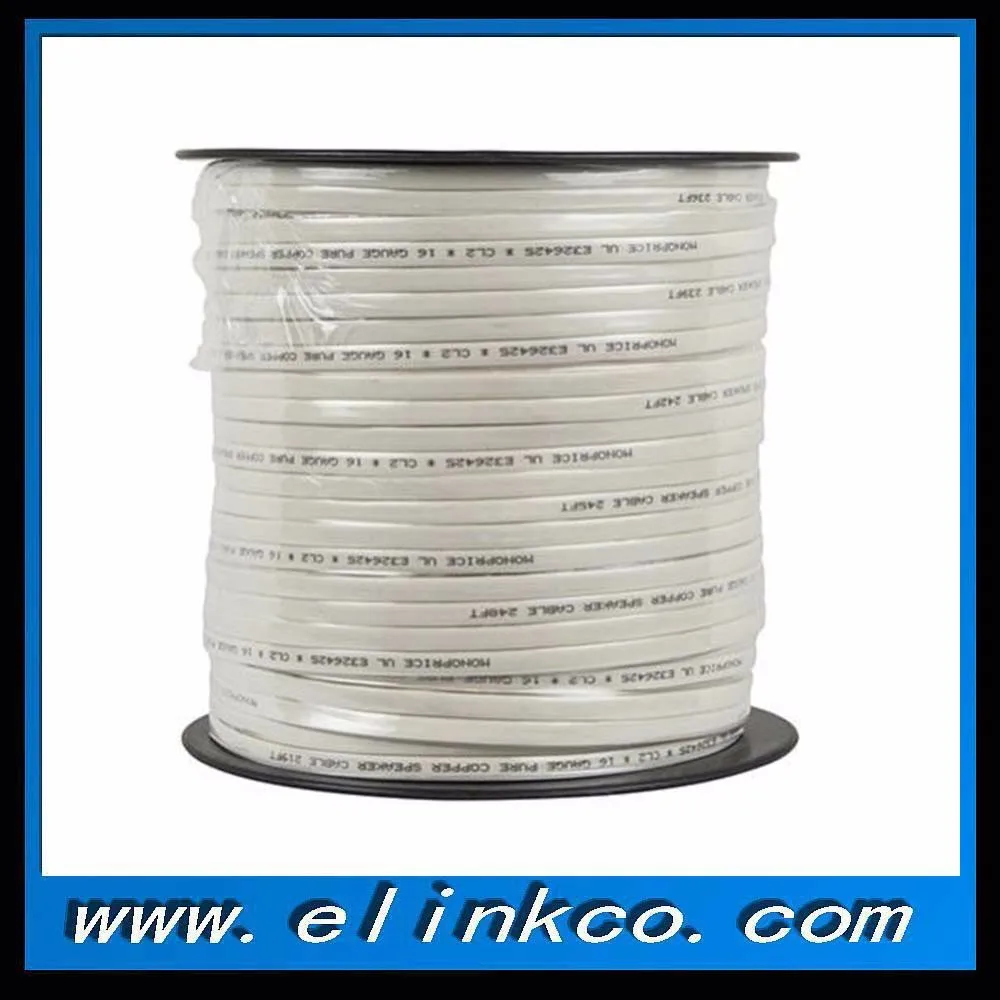 18awg Flat White Speaker Cable Ofc Wire With Ul Cl2,Cl3,Ft4,Ft6,Fcc,Ce