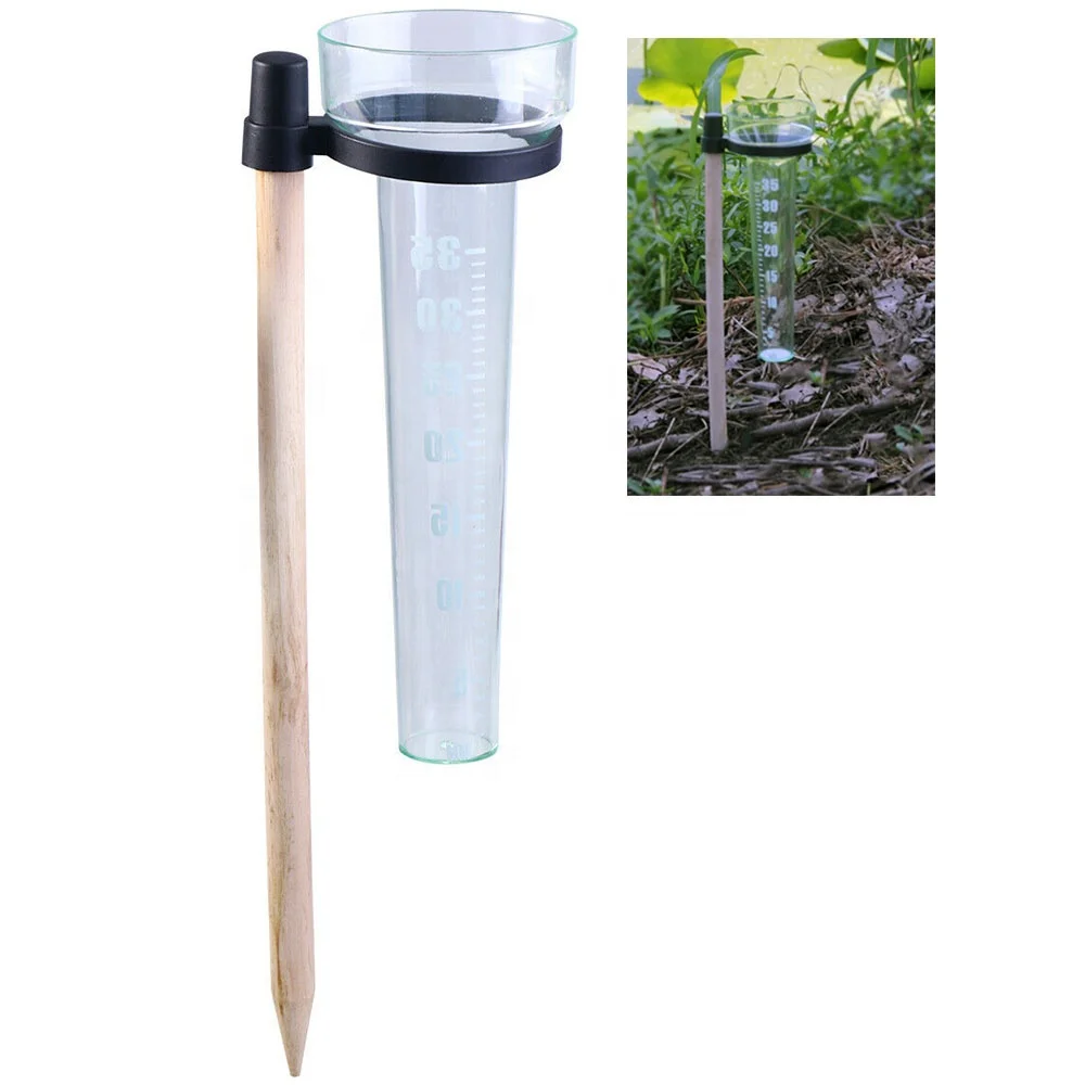 Basit Yağmur Ölçer Açık Yedek Tüp PS plastik ölçüm kabı tahta çubuklar Bahçe Yard için