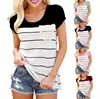 /product-detail/cz38225w-wholesale-fashion-multicolor-round-neck-women-s-splice-striped-short-sleeve-cotton-t-shirt-casual-blouse-tops-60796142730.html