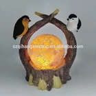 battery operated led polyresin bird craft with mosaic glass ball night light