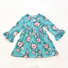 blue floral print baby cotton girl holiday dress