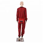 Christmas Pajamas Wholesale Funny Bear Cheeks Christmas Buffalo Plaid Pajamas
