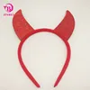 Wholesale Halloween Craft Hair Accessories Bands Red Halloween Glitter Ox Horn Plastic Headband For Girl Lady