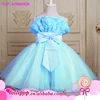 2016 Elegant rosette girls embroidered dress light blue beautiful princess wedding gowns pictures of latest gowns designs