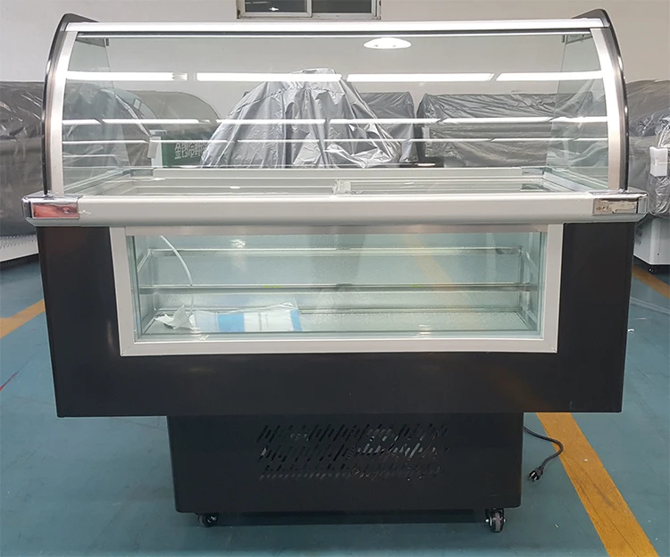 Low Temperature -18c 6 Barrel 10 Tank Hard Ice Cream Glass Display Cabinet Freezer Showcase