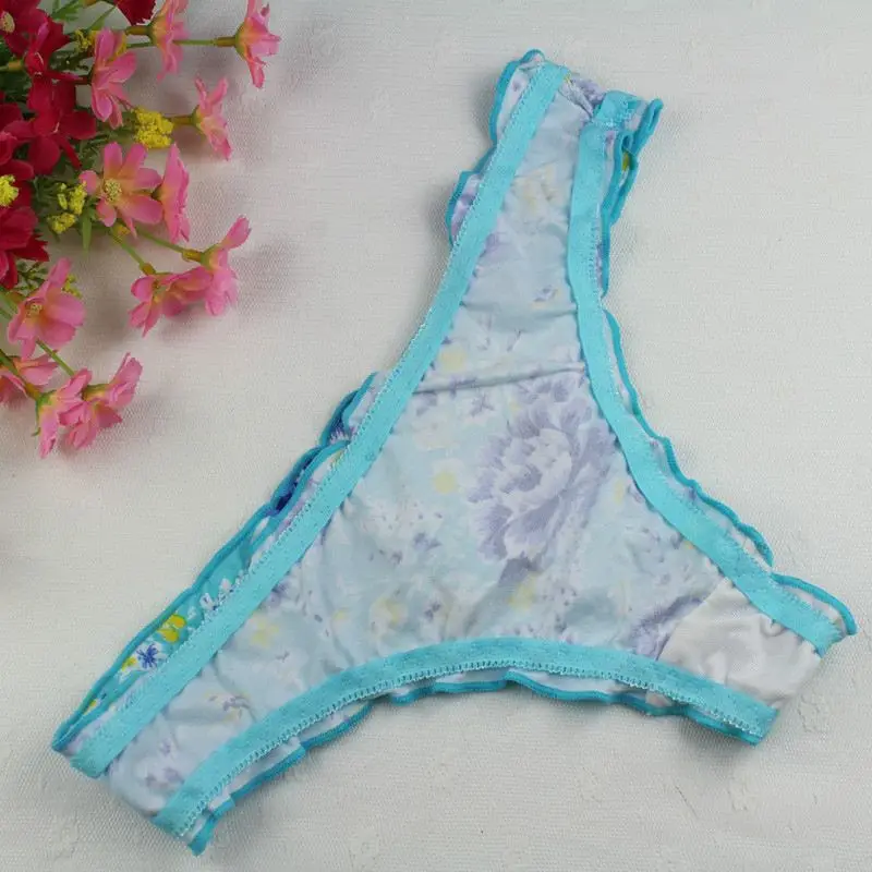 Stock New 2016 sey blue bowknot panties Women Sey Cotton V-string Briefs Panties Thongs G-string Lingerie Underwear Women's Pant