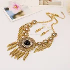 Wholesale cheap gold leaves necklace and earings belly dance jewelry sets SP6042