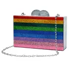 2019 Luxury Unique Colorful Special Multi Colored Rainbow Striped Resin Women Clutches Evening Bags Acrylic Clutch Bag