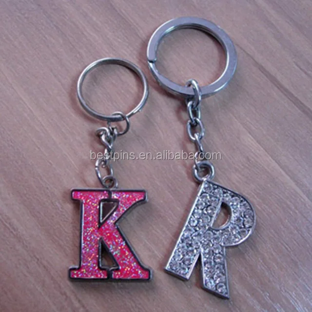 custom rhinestone alphabet letter r keychain