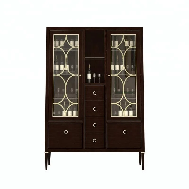 General Use Wine Glass Display Cabinet Two Door Wine Bar Cabinet