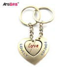 Wholesale Sublimation Metal Keyring Heart Couple Keychain Custom Logo
