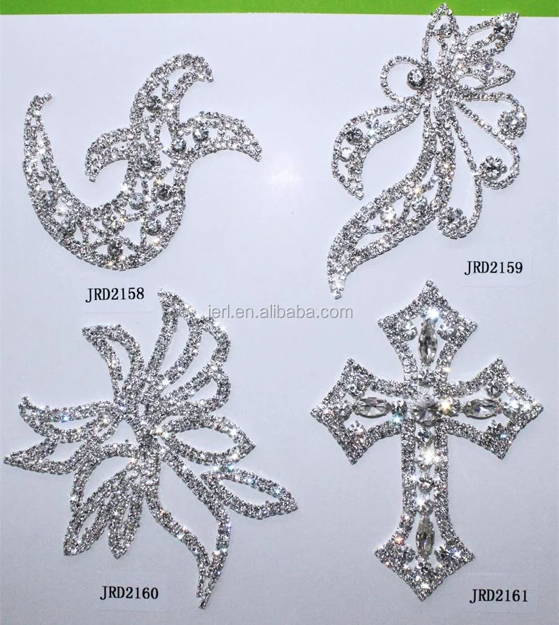 Fancy Handmade Clear Sew On Stone Crystal Appliques For Bridal Dress