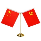 High quality customized flag gold color table flag pole with base for office meeeting room
