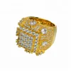 fashion jewelry cz stone gold plated brass ring for men