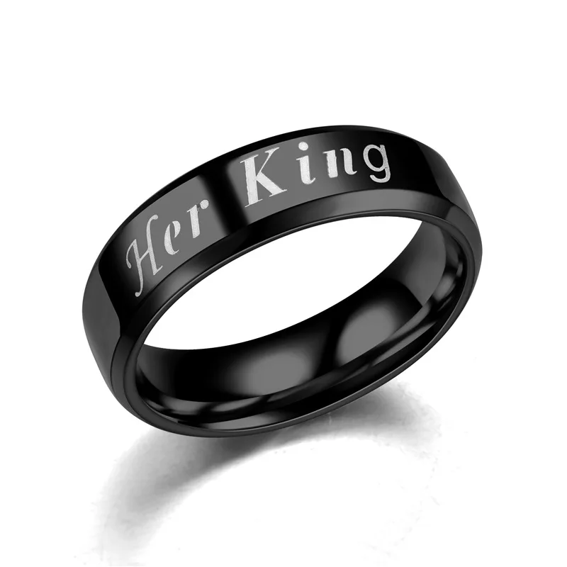 cheap price Her King his Queen stainless steel rings,couple rings for valentine's day birthday gift wholesale