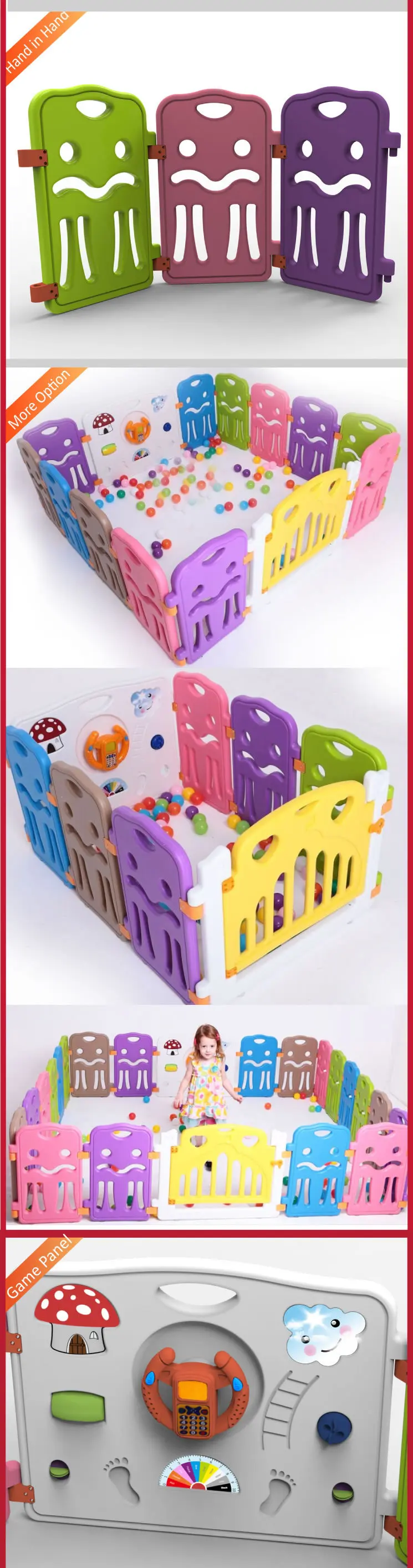 2020 New Design Saftey Game Playpen Kids Plastic Playpen Fence luxury baby playpen