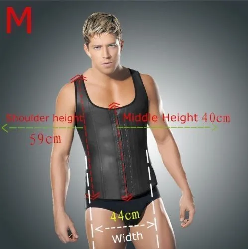 Men Sport Latex Waist Training Cincher Body Shaper Basque Halter Corset Ann Slim