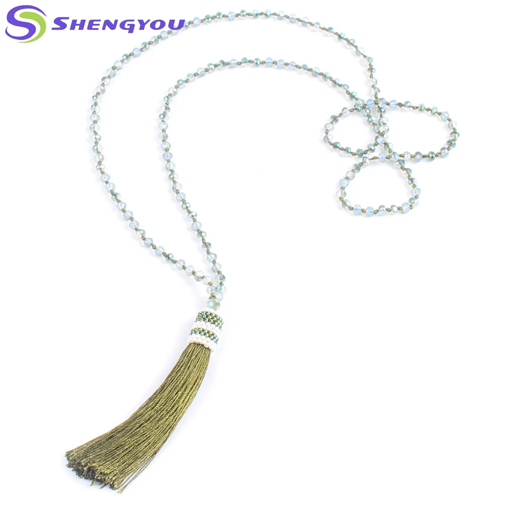 Handmade Jewelry Latest Design Tassel Bead Necklace with Multiple Colors