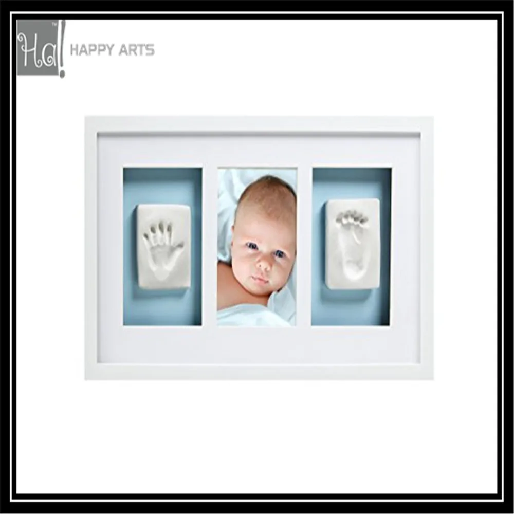 elegent wood photo frame gift set with baby hand&foot print