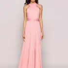 Pink Strip Long Evening Dress for 2019 Season