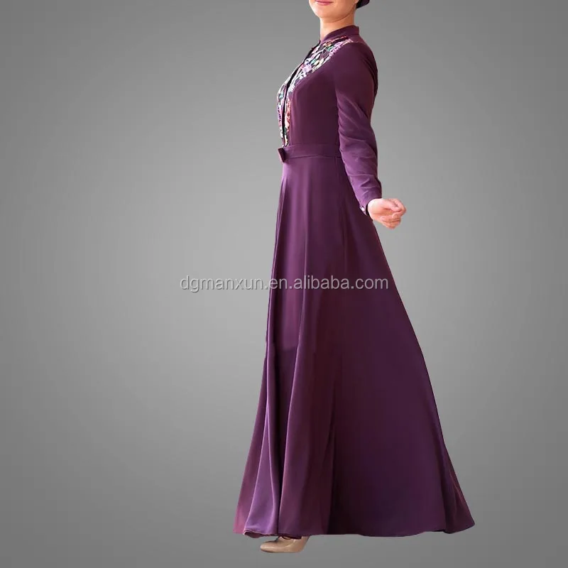 Elegant Muslim Islamic Evening Dress Lace Embroidery Women Dress Slim fit Abaya Dubai 2017 (5).jpg