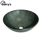 Fancy bowl colored bathroom vessel foil tempered glass sink top art wash basin