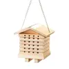Wooden Bee Hanging House, Invites Bees to Safe Environment - Includes Chain for Easy Hanging in Trees