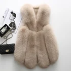Fashion Ladies Sleeveless Overcoat Winter Waistcoat Women Real Fox Fur Vest Jacket