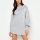 Custom Women Spring Autumn Clothing Cotton Terry French Crewneck Long Sleeve Blank Sweatshirt Dress