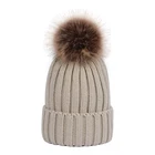 Faux fur top ball Custom Ribbed beanie free pom beanie