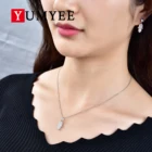 925 Sterling Silver Created hand set Stud Earrings & Friendship Necklace Set