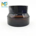 15ml 30ml 50ml amber glass inclined shoulder cosmetic jar with black plastic cap