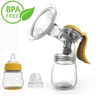 Ce certificated BPA Free Manual Suck Breast Milk Pump With Feeding Bottle