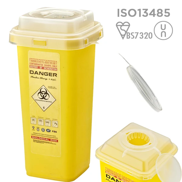 2L Yellow Small Biohazard Medical Container for Clinic
