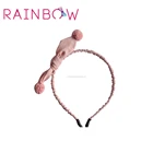 Wholesale pink lace ball fabric covered hair tie headband aliceband