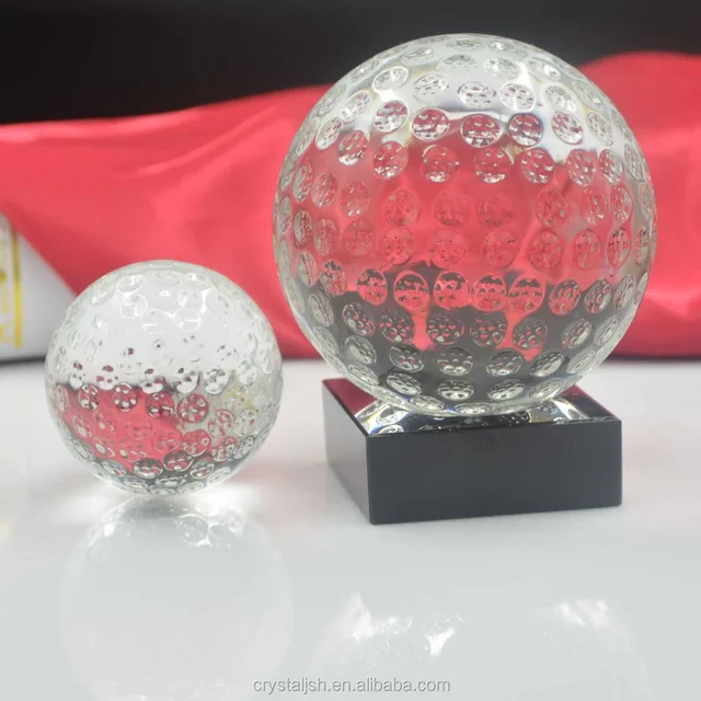 clear crystal golf ball with/without base for home decoration
