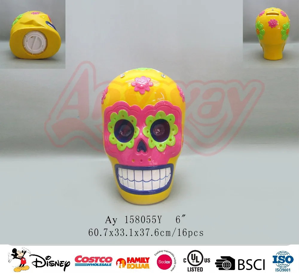 Yellow Yellow skull heads piggy bank coin bank