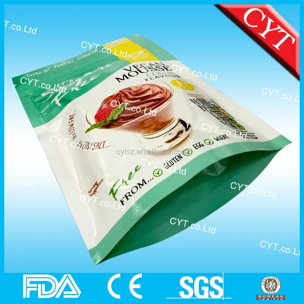 food grade stand up ziplock ice cream mousse packaging bag