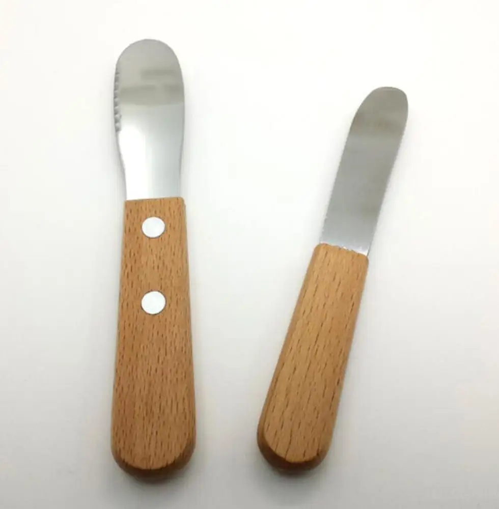 Natural Wooden Handle Sandwich Cream Cheese Condiment Knives Stainless